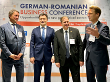 v.ln.r.: Ost-Ausschuss-Vorstandsmitglied Philipp Haußmann, Ministerpräsident der Republik Moldau Dorin Recean, AHK-Präsident Andreas Lier, AHK-Geschäftsführer Sebastian Metz, Foto: A. Metz
